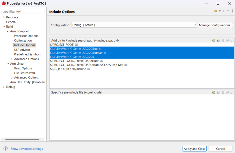 Include paths in CCS